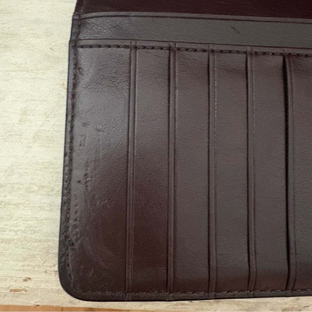 COACH Continental Wallet in Refined Leather with Oxblood Gold Accents - Picture 10 of 15